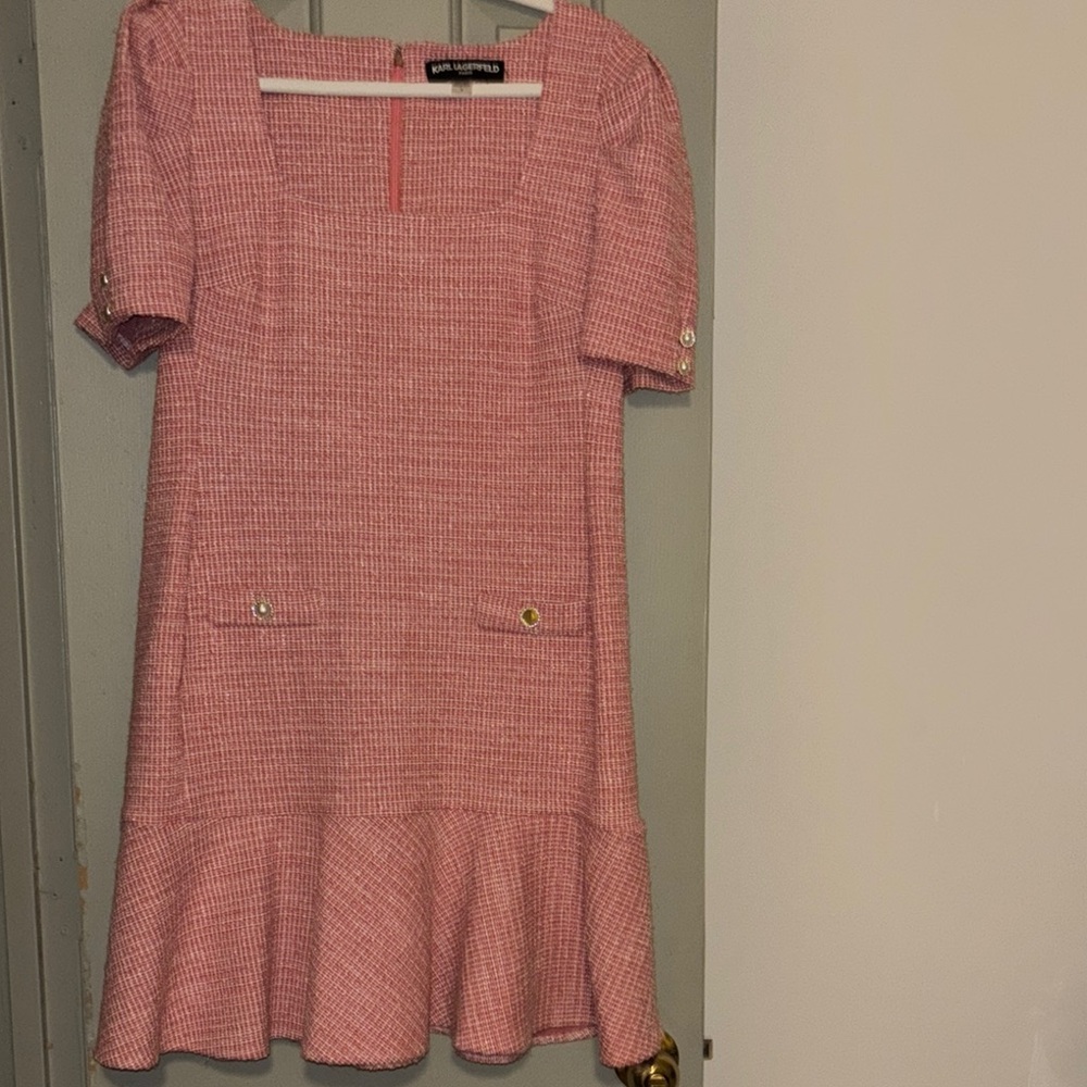 Karl Lagerfeld Pink Tweed Dress